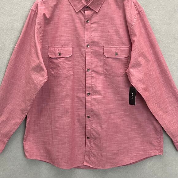 Alfani Men's XXL Button-Up Shirt Cotton 2 Chest Pockets Smudge Cranberry NEW - Picture 4 of 12